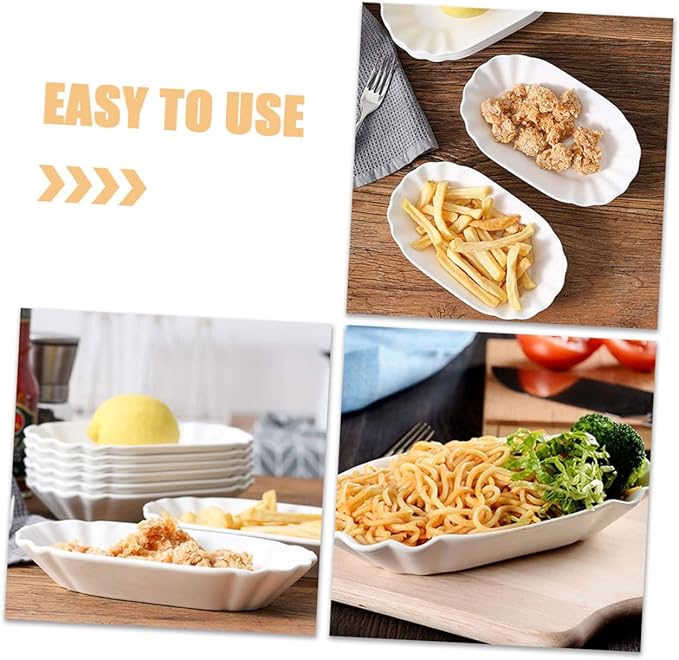 2pcs Ceramic Snack Plates Unique French Fries Serving Dish for Home Decor Creative Decorative Bowls for Appetizers Desserts and Snacks