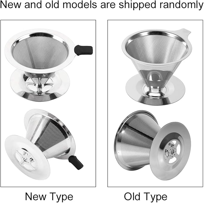Pour over Coffee Dripper, Double Layer Mesh Filter Cup Stainless Steel Coffee Filter Reusable Dripper for Single Cup Brew
