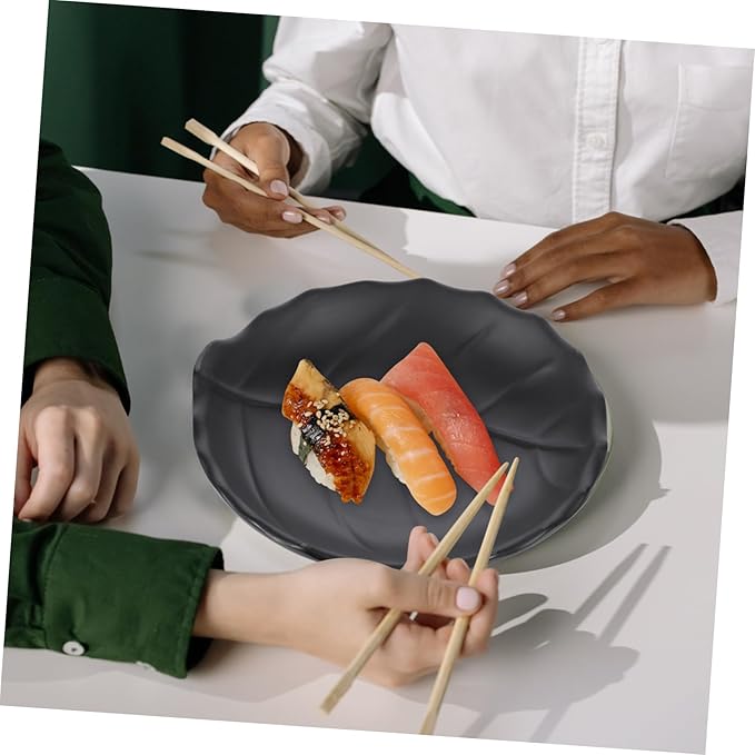 Zerodeko Unique Housewarming Leaf Texture Snack Plate Mini Black Appetizer Plate