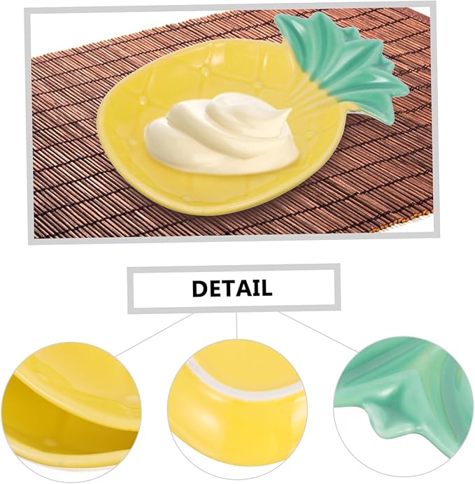 Cabilock 2pcs Pineapple Decorative Sauce Plate Ceramic Tableware Small Dipping Dish for Home Kitchen