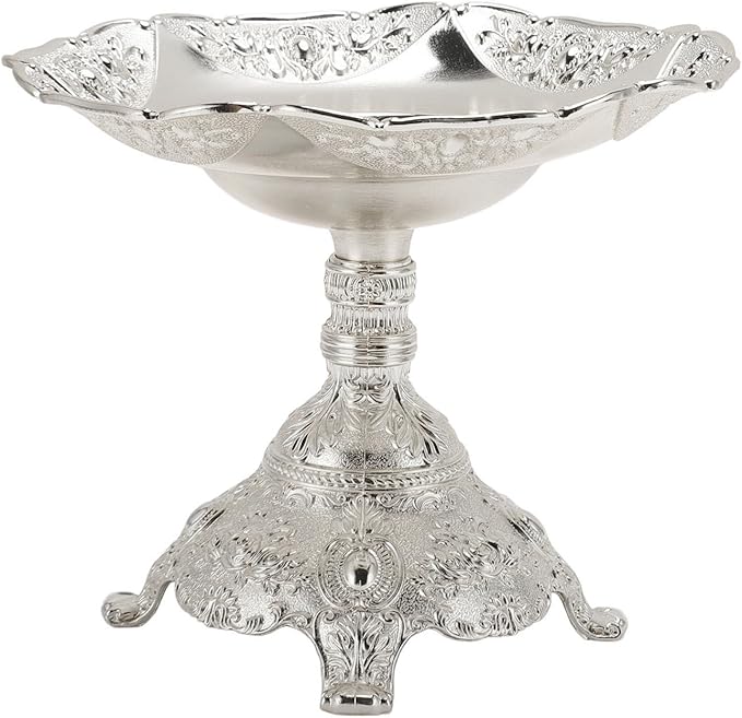 European Fruit Tray, Metal Food Serving Tray Easy To Clean with Base, Silver Serving Tray for Storage (Silver)