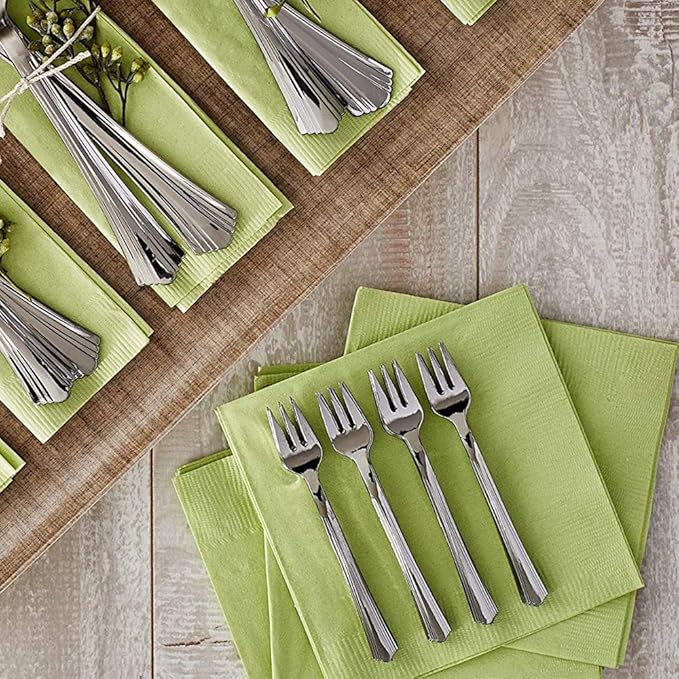 200 Mini Plastic Tasting Forks for Appetizer - 4.2” Inches Reflection Stainless Steel Finished Silver Perfect Desserts Cocktail Cake Fruit Wedding Party Petite Premium Three Prong Disposable Fork