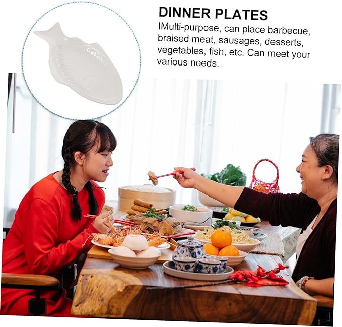 Ceramic Fish Shaped Plate for Home and Restaurant Unique Creative Dish for Snack Storage Elegant Tableware for Appetizers and Desserts White Design