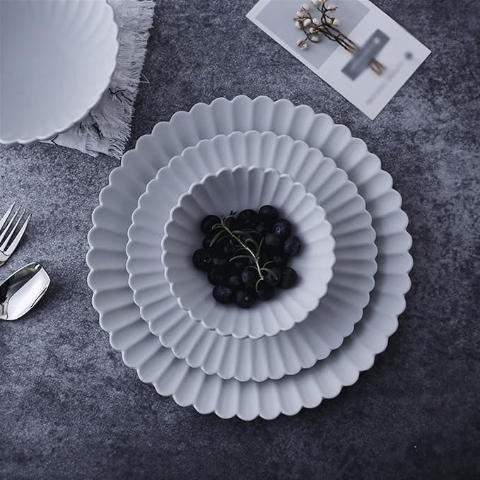 Ceramic Dinner Plates Simple White Ceramic Dinner Plate Restaurant Fruit Plate Snack Plate Bread Plate Dessert Plate Kitchen Tableware Dining Plates(20cm)