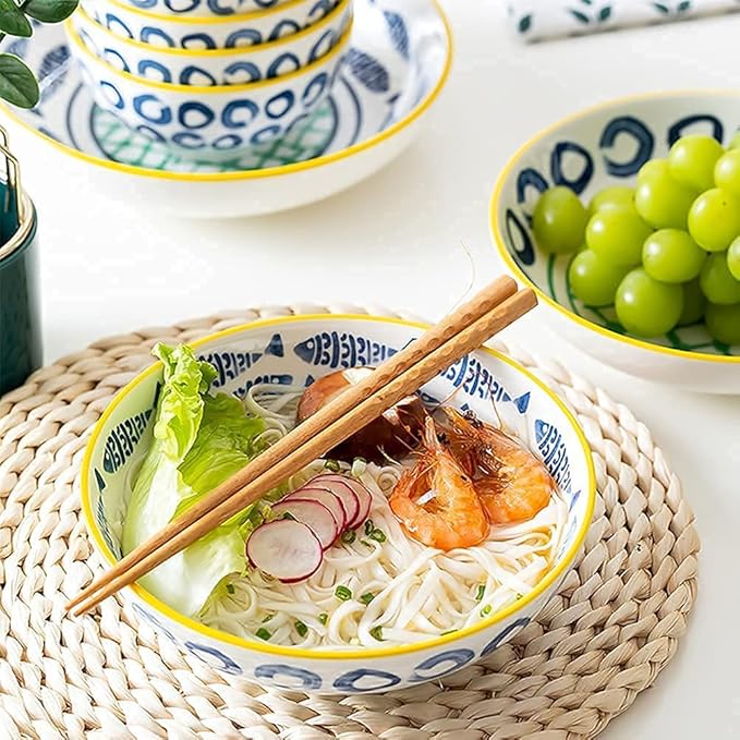 Dinnerware Sets Dish Set,19 Pcss,Creativity Japanese-Style Porcelain Tableware Set with Plates and Bowls,Ceramic Dinner Set for Home Kitchen