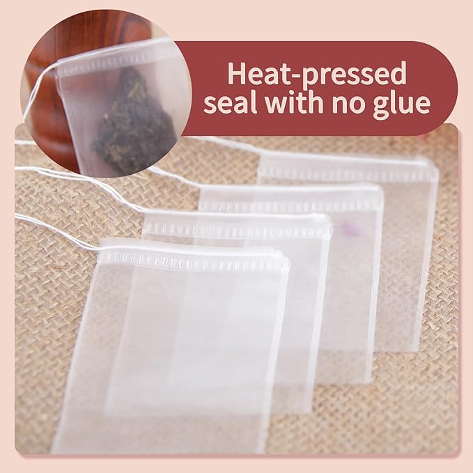 50pcs Tea Filter bags Disposable Empty Tea Bags with Drawstring for Loose Tea safe and clean Nylon material white Small Empty Tea Bags 3 x 2.4 inch.