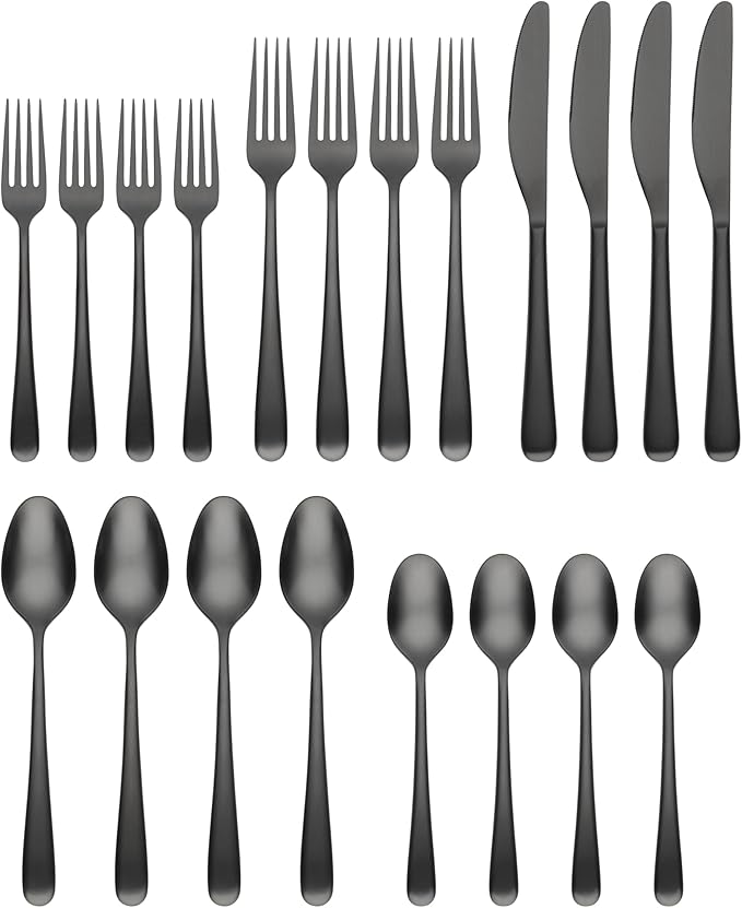 Cambridge 514520CKW12DS Rafael Black Flatware, 20-Piece Set