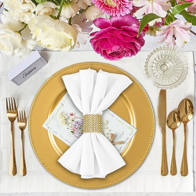 PROY 229 Pcs Charger Plates Set Bulk, 100 Pcs 13'' Gold Charger Plates 129pcs Metallic Gold Balloons Different Sizes 18 12 10 5 Inch Dinner Chargers Set For Dinner Wedding Party Decoration
