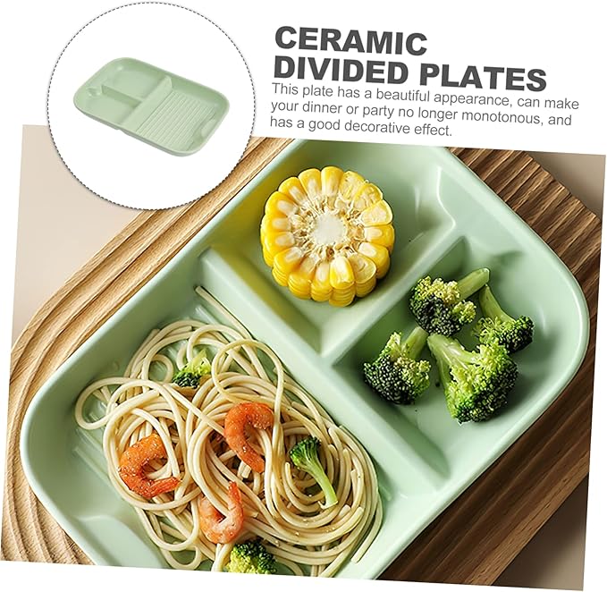 Divided Plate Ceramic Serving Tray Boys and Girls Tableware Breakfast Dish Multi-functional Easy to Clean