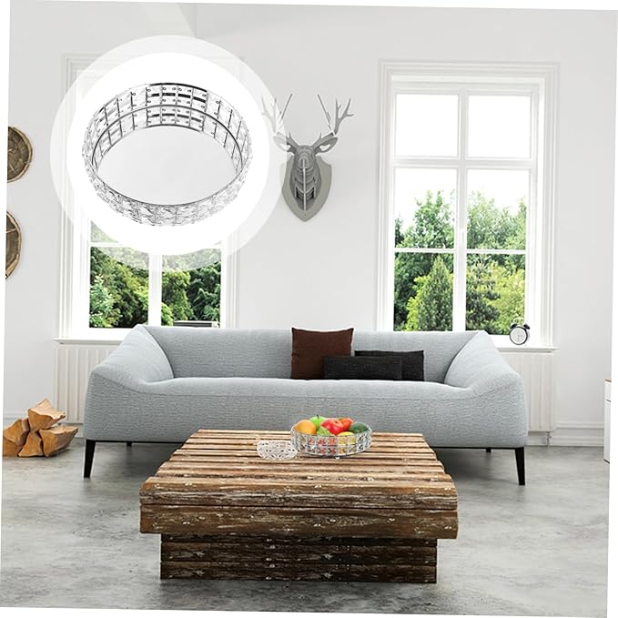 Mikinona Round Mirror Tray Decorative Serving Tray for Food for Home Round Platter Silver