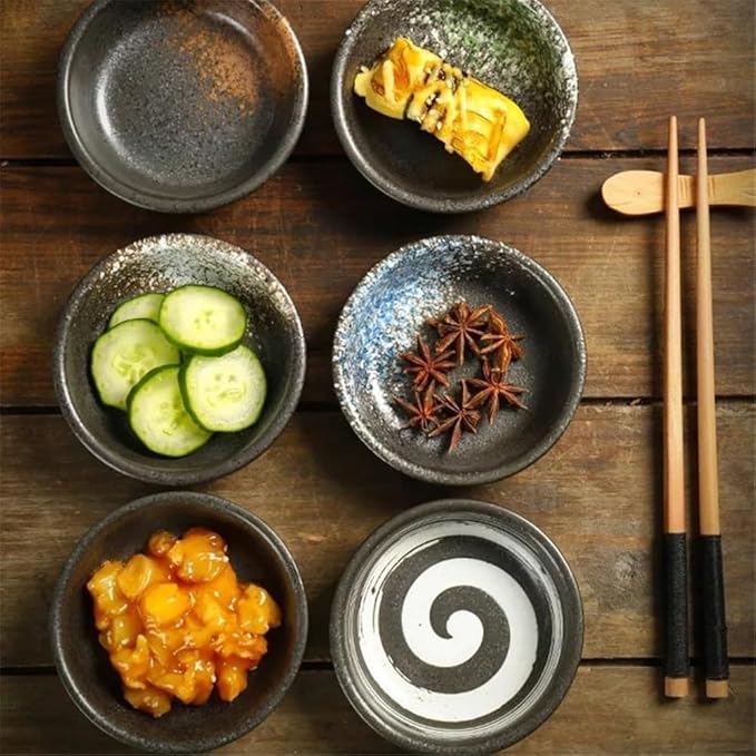 Appetizer Plates Soy Sauce Dishes, Ceramic Dipping Bowls, 3 Inch Small Pinch Bowls, Mini Serving Bowls for Condiment