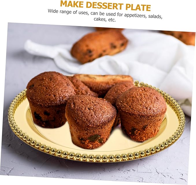IMIKEYA Metal Fruit Plate Thickened Dessert Serving Tray for Snacks Smooth Edges Non-Slip Base for Home Decor and Parties
