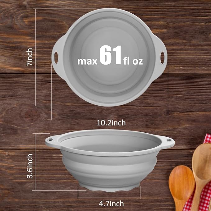 Collapsible Silicone Bowl, 2 PACK Mixing Silicone Bowls, Camping Bowl