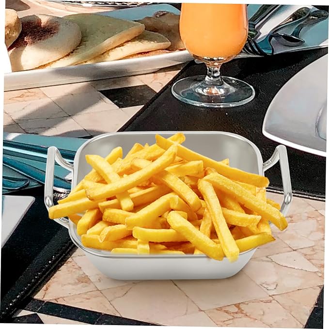 Cabilock Fried Chicken Basket Thickened Dessert Tray Snack Holder Stainless Steel Plate Food Serving Tray