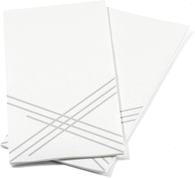 50 Pack Linen Feel Guest Paper Hand Towels | Disposable Super Absorbent Airlaid Paper Towels For Bathroom, Party, Weddings, Or Events | 12 x 17 Inches 1/6 Folded Decorative Design
