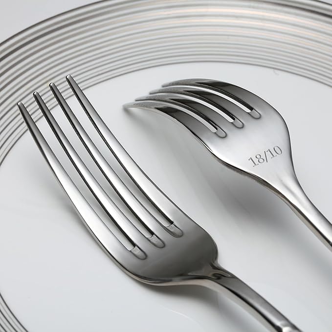 Premium 20 Piece Hammered Silverware Set with Smooth Edge, 18/10 Stainless Steel, Service for 4, Fine Flatware Set, Dishwaser Safe(20)