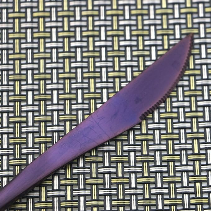 Flatware Set for 2, Luxury 10 Pieces Purple Plated Copper Color 18/10 Stainless Steel Silverware Flatware Sets Spoons Knives and Forks Set, Service for 2