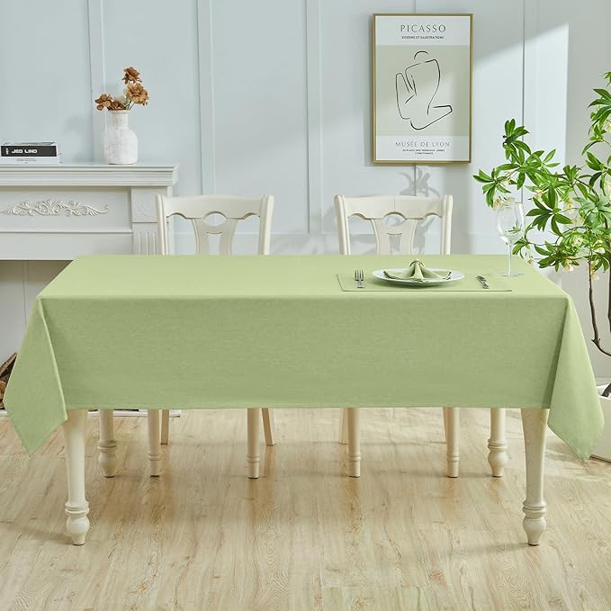 Rectangle Table Cloth Linen Farmhouse Stainproof Waterproof Washable Polyester Oblong Rectangular Fabric Table Cover for Kitchen Dining Dinner(Mint Green/60x120 Inch)