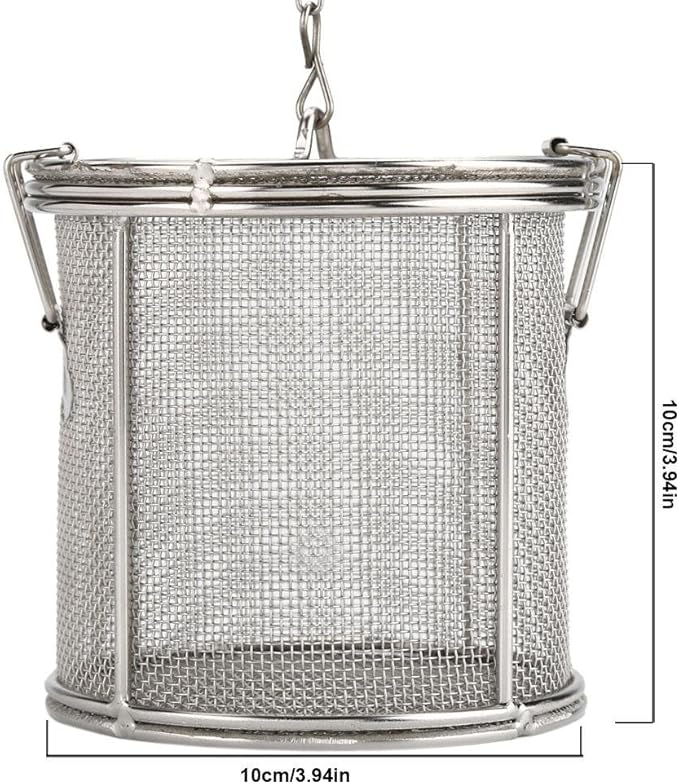 AUNMAS Tea Infuser, Stainless Steel Wire Mesh Design, Multifunctional Seasoning Strainer Basket Filter, with Chain & Hook, Silver 10x10cm