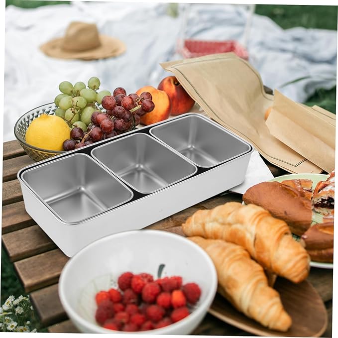 Happyyami 1Set Portable Snack Serving Tray Multi Grid Dried Fruit Snack Box for Outdoor Picnics Elegant Catering Compact Design