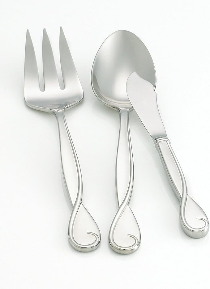 Kate Spade New York Women's Belle Boulevard Serving 3 Piece Set Silver Flatware