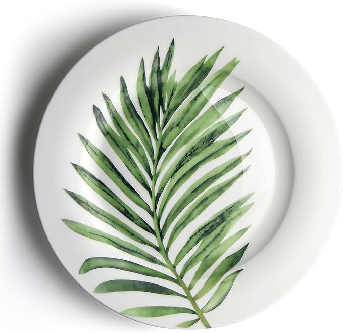 IQCWOOD 8 Inch Porcelain Dinner Plates, 6 Piece Salad Plates Set, Dessert Appetizer Flat Plates, Modern Round Plate