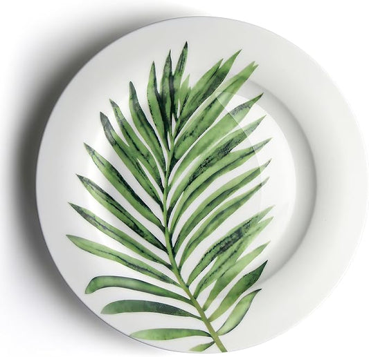 IQCWOOD 8 Inch Porcelain Dinner Plates, 6 Piece Salad Plates Set, Dessert Appetizer Flat Plates, Modern Round Plate