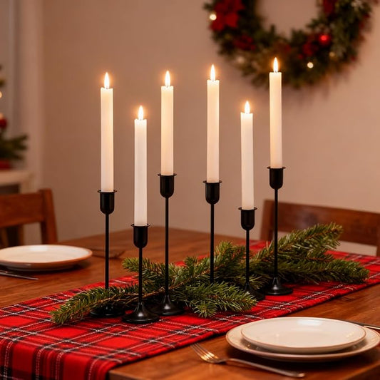 Candle Holder 6 PCS Candlestick Holders, Black Taper Candle Stick Holder, Modern Decorative Centerpiece, Christmas Decor, Gift for Home Fireplace Housewarming Candelabra Décor
