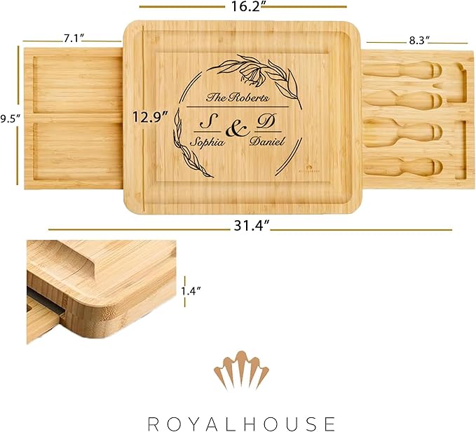 Personalized Charcuterie Board, Custom Bamboo Engraved Cheese Board, Customized Gifts, Bridal Shower Gifts, Perfect for Personalized Wedding