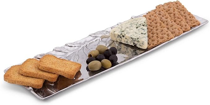 Arthur Court Olive Pattern Sand-Cast Aluminum Oblong Serving Tray/Platter 19 inch x 5.5 inch