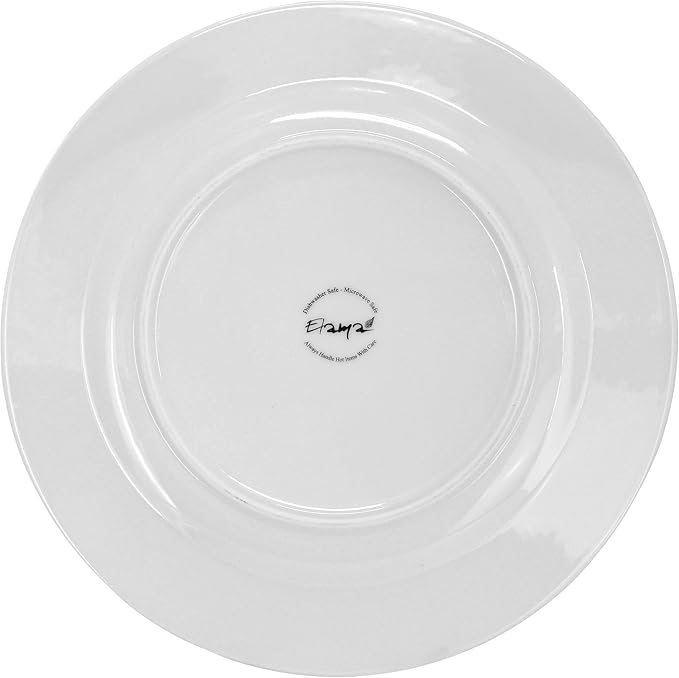 Elama Soyer 16 Piece Textured Design Double Bowl Porcelain White Dinnerware Set, Serveware, Tableware, Bowls, Plate Set (Soyer)