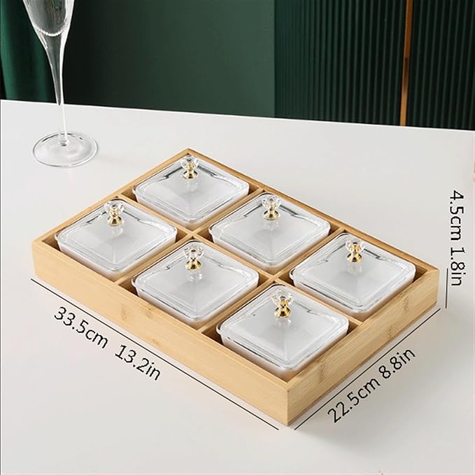 Salad plate Ceramic Divided Serving Dishes Platter with Clear Lid 3 Removable Appetizer Serving Bowls Relish Tray for Chips Fruits Candy Plastic plate (Color : B)