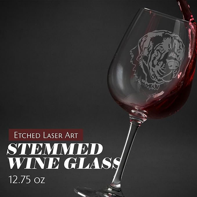 Etched Laser Art English Mastiff Personalized Dog Themed Etched 12.75oz Wine Glass Custom Dog Breed Wine Glasses, Ideal for Pet Lovers, Unique Birthday Gift for Men & Women, Personalized Gift