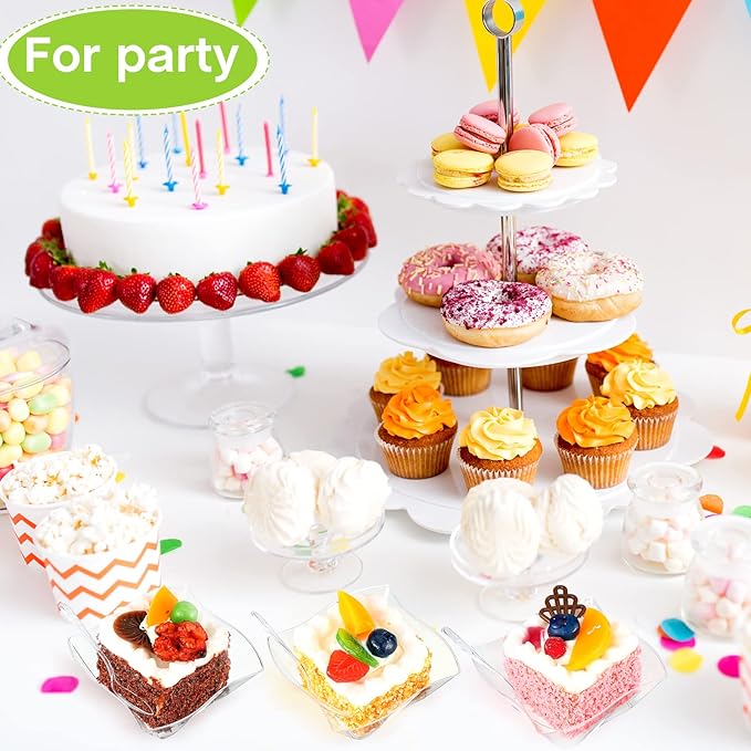 Suclain 200 Sets 5 oz Plastic Dessert Bowls Disposable Mini Dessert Cups with Spoons Appetizer Plates for Birthday Weddings Party Family Gathering