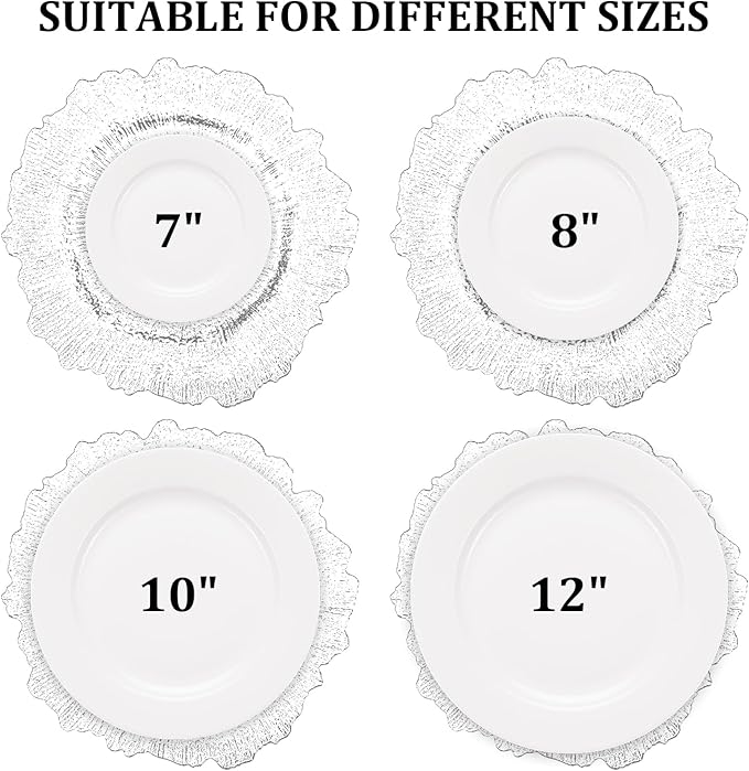MAONAME 13" Orange Charger Plates, Round Reef Chargers for Dinner Plates, Plastic Plate Chargers for Table Setting, Wedding Decor, Set of 8