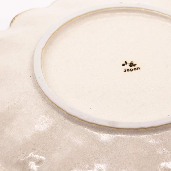 Utsuwaro-an Mino Ware 555-0018 Kaneko-Kohei Linker Plate, White, Kneeling Flowers, 9.4 Inches (24 cm) Diameter, for Curry, Pasta, Microwave and Dishwasher Safe, Made in Japan