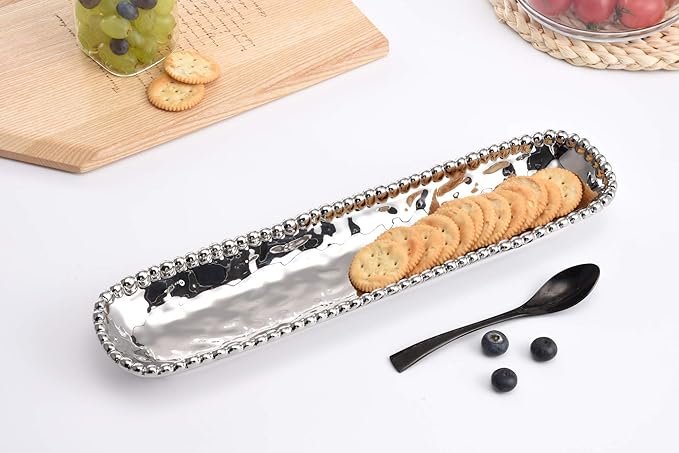 Pampa Bay Porcelain Cracker Cheese and Charcuterie Tray (Silver)