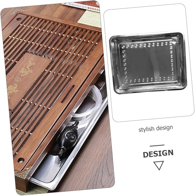 Cabilock Stainless Steel Tea Tray Rectangular Serving Tray for Tea Set Kitchen Accessory for Home Use