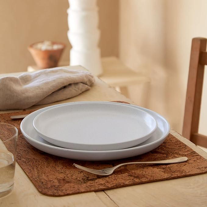 Casafina Ceramic Stoneware 12-Piece Place Setting Service for 4, Pacifica Collection, Salt White | Microwave & Dishwasher Safe Dinnerware Set | Food Safe Glazing | Restaurant Quality Tableware