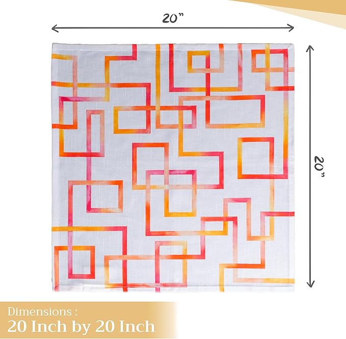 Maison d' Hermine Cloth Napkins Set of 4 100% Cotton Everyday Reusable Square Napkins Cloth Washable, Dinner, Party, Wedding, Restaurant, Spring/Summer (Summer Maze, 20" x 20")