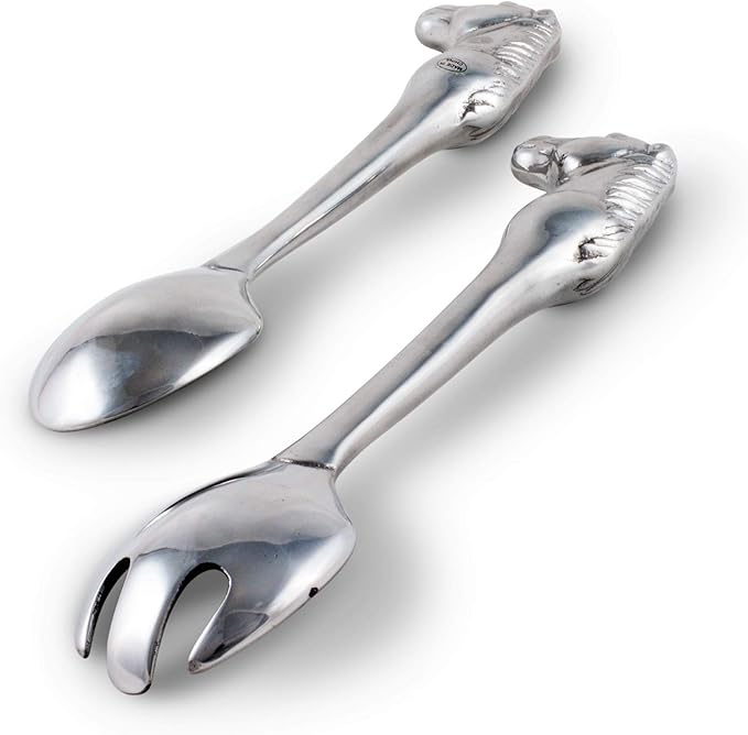 Arthur Court Designs Aluminum Horse Figural Salad/Food Serving Set Pair 11 inch Long