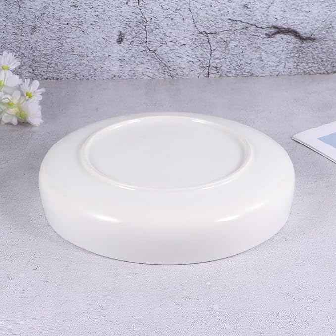 VANZACK Ceramic Shallow Plate 21cm Glossy White Western Cuisine Food Serving Plate Dinnerware for Home Use Appetizer and Steamed Food