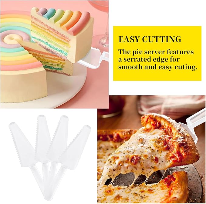 32 Pcs Disposable Plastic Serving Utensils Set with 8 Pcs 9.7" Spoons Forks, 8 Pcs 9.5" Knives, and 8 Pcs 6.3" Tongs for Serving Food, Cake, Birthday Party, Buffet, and Cutlery (Clear)