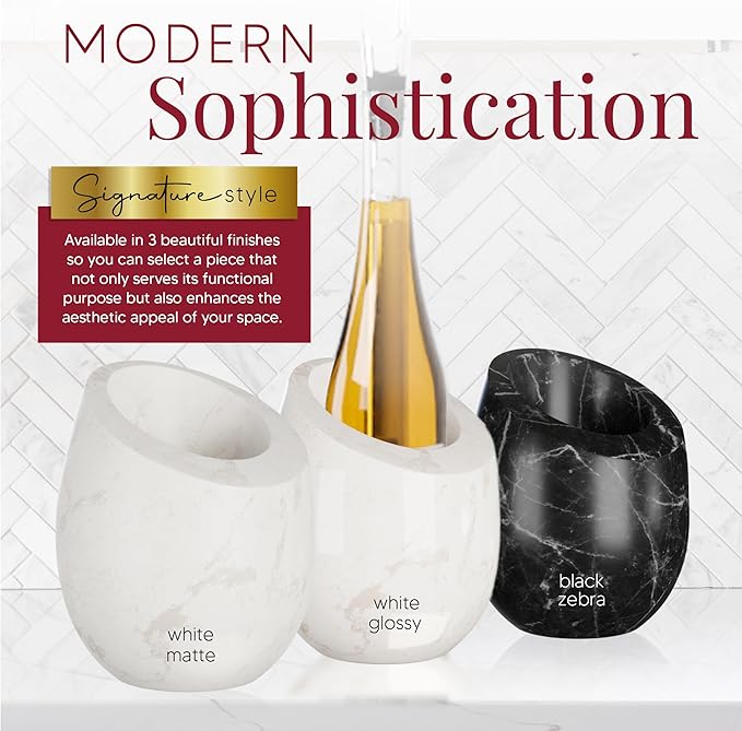 Homeries Marble Wine Chiller Bucket - Wine & Champagne Cooler for Parties, Dinner – Keep Wine & Beverages Cold, Wine Chillers for Bottles – Holds Any 750ml Bottle (Matte White)