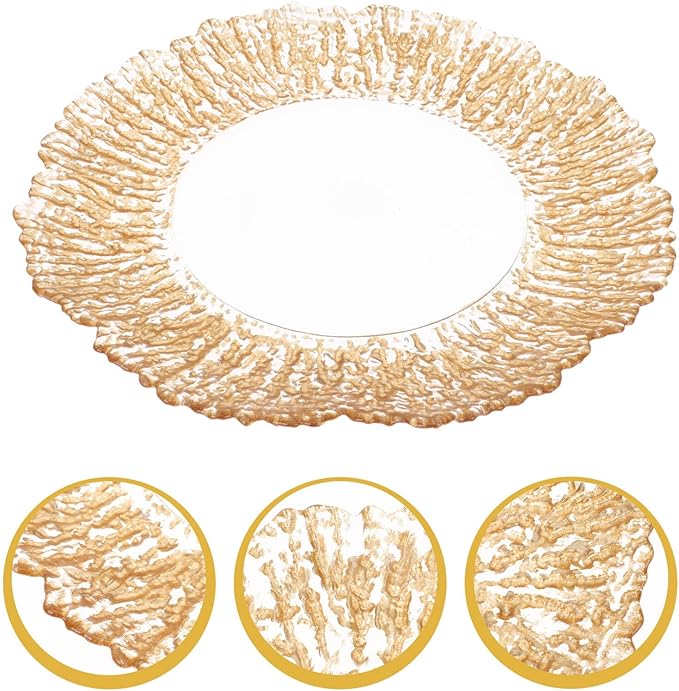 Luxshiny Creative Tree Grain Glass Fruit Tray, Gold Electroplated Snack Serving Tray, Wedding Dessert Plate for Party and Holiday Table Display