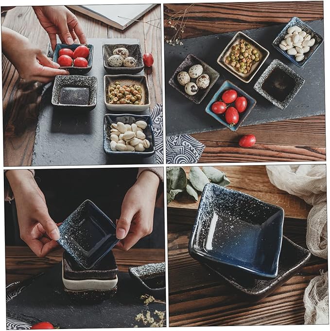 5pcs Japanese Style Ceramic Sushi Plate Multi-functional Snack Plates for Dipping Sauces Appetizers and Desserts Random Colors and