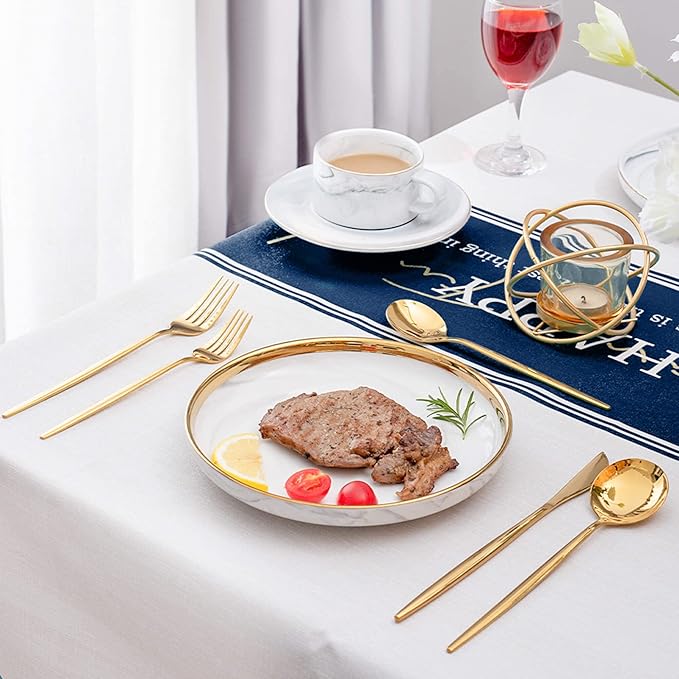 20 Piece Gold Silverware Set,Stainless Steel Flatware Cutlery Set Service for 4 Including Forks Spoons Knives,Kitchen Utensil Set,Tableware for Home and Restaurant, Dishwasher Safe