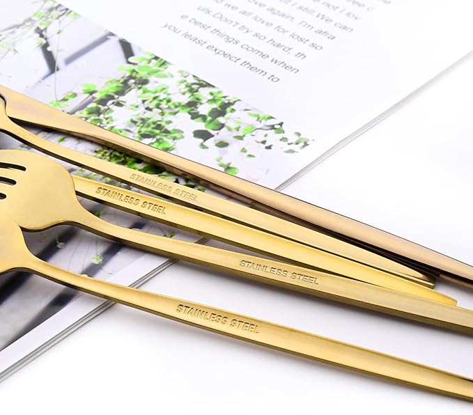 40 Pcs Mirror Polish Silverware Set, Large Set 18/10 Stainless Steel Flatware Cutlery Set For Home Daily Use/Wedding Party/Restaurant, Utensils Set Service For 10 (Gold)