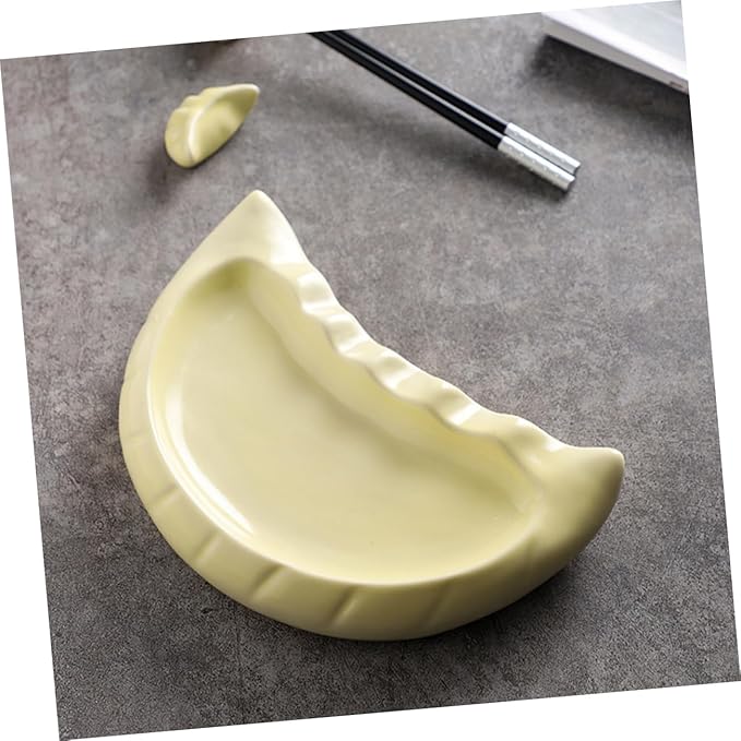 GLEAVI Dumpling Shaped Plate Unique Ceramic Serving Dish for Appetizers Salad and Snacks Microwave Oven Safe Adorable Design for Parties and Buffets