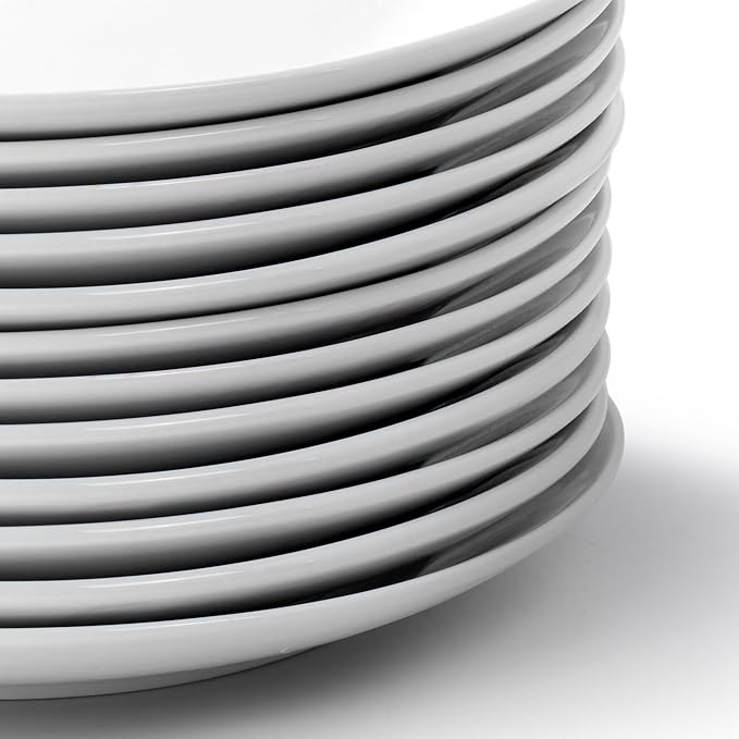 Elama Professional Kitchen 12 Piece Porcelain Dinnerware/Tableware Set (Round Salad/Dessert Plate White)